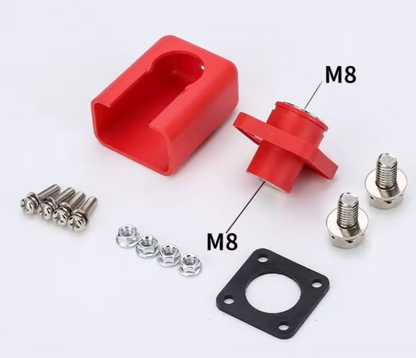 8mm Stud Thru Panel Red Positive  Battery Terminal Cable Connector Mure TPBTS200AR