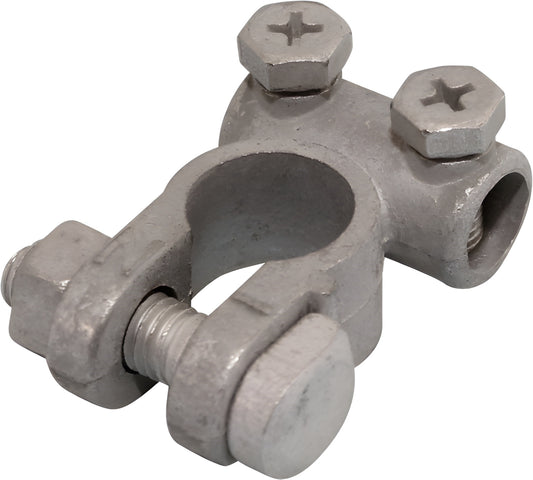 Negative Battery Terminal – 17mm Diameter, 10mm Cable Hole Drilling, Solderless, Tin-Plated Brass Wood Auto BTT1002P/206