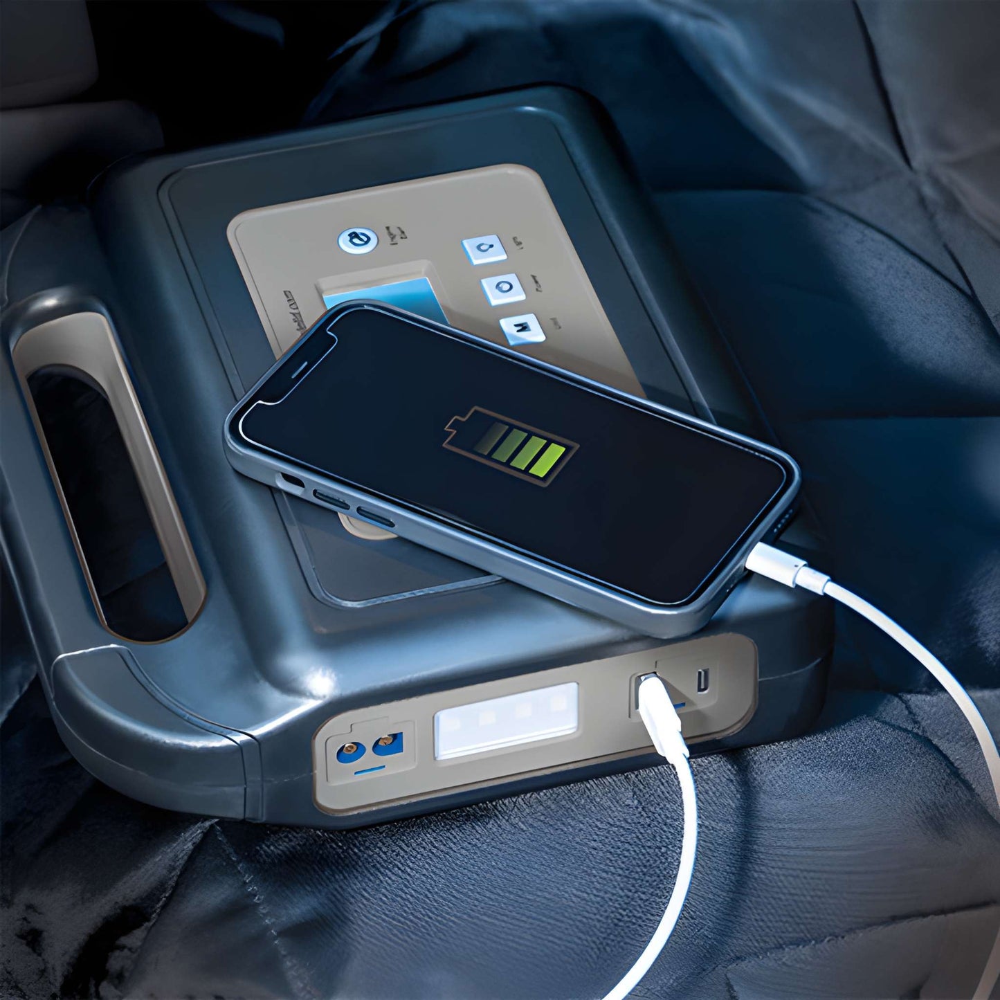 Lithium Ion Power Pack and Compressor With Work Light 800A USB Rechargable 10000 Mah Maypole MP7435