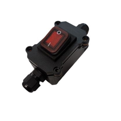Black Plastic Waterproof Switch box 12V 24V With Red Switch On Off 4 Pin MURE WPSB3B