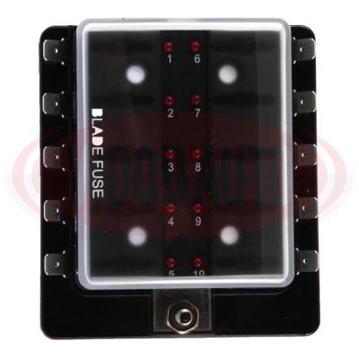10 Way Blade Fuse Box Holder Led 12V / 24V Standard Ato Circuit Wood Auto Fuh1732L