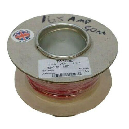 50M Reel 16.5 Amp Red Single Core Automarine 12V 24V Car Boat Bike Cable Wire - Mid-Ulster Rotating Electrics Ltd