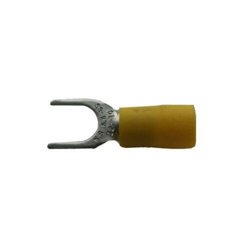 100 X 6.4Mm M6 Yellow Fork Terminals Insulated Connectors Crimp Ctie Uk T3F6 - Mid-Ulster Rotating Electrics Ltd
