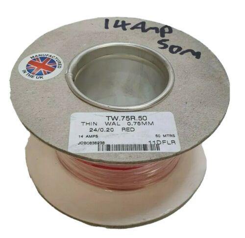 50M Reel 14 Amp Red Single Core Automarine 12V 24V Thin Wall Car Cable Wire - Mid-Ulster Rotating Electrics Ltd
