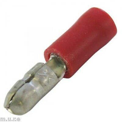 100 X 4Mm Red Male Bullet Terminals Connectors Insulated Crimp Ctie Uk T1Mb4 - Mid-Ulster Rotating Electrics Ltd