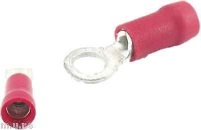 100 X 4.3Mm M4 Red Ring Terminals Insulated Connectors Crimp Ctie Uk T1R4 - Mid-Ulster Rotating Electrics Ltd