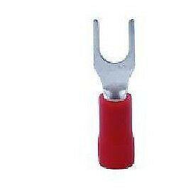 50 X 4.3Mm M4 Red Fork Terminals Insulated Connectors Crimp Ctie Uk T1F4 - Mid-Ulster Rotating Electrics Ltd