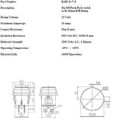 On Off Push Switch Amber Latching Led With Splash Proof Seal Robinson K485 - Mid-Ulster Rotating Electrics Ltd