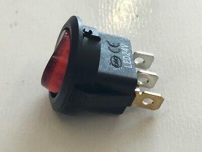 On / Off Rocker Switch Red Round Circular 12V 24V Illuminated Mure Sw.1Red - Mid-Ulster Rotating Electrics Ltd