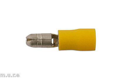 100 X 5Mm Yellow Male Bullet Terminals Connectors Insulated Crimp Ctie Uk T3Mb5 - Mid-Ulster Rotating Electrics Ltd