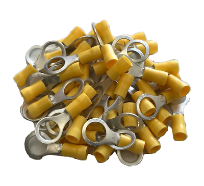 50 X 10Mm M10 Yellow Ring Terminals Insulated S Electrical Crimp Ctie T3R10 - Mid-Ulster Rotating Electrics Ltd