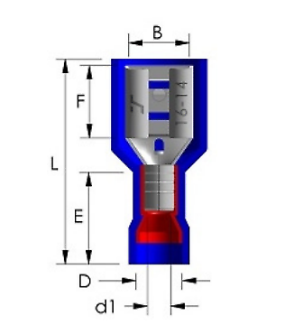 50 Male & 50 Female 6.3Mm Insulated Blue Spade Crimp Ctie Uk T2Pofti63508/M63508 - Mid-Ulster Rotating Electrics Ltd