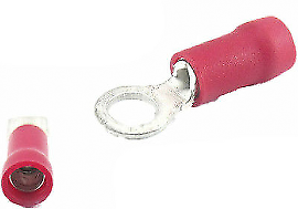50 X 4.3Mm M4 Red Ring Terminals Insulated Connectors Crimp Ctie Uk T1R4 - Mid-Ulster Rotating Electrics Ltd
