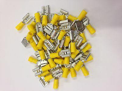 100 X 9.4Mm Yellow Female Spade Terminals Connectors Crimp Ctie Uk T3Pof95 - Mid-Ulster Rotating Electrics Ltd