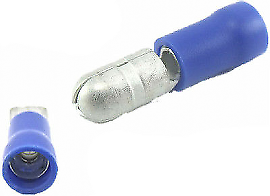 50 X 5Mm Blue Male Bullet Terminals Connectors Insulated Crimp Ctie Uk T2Mb5 - Mid-Ulster Rotating Electrics Ltd