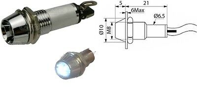 White Led Warning Indicator Round Panel Light Lamp 12V 24V Cargo 181574 - Mid-Ulster Rotating Electrics Ltd