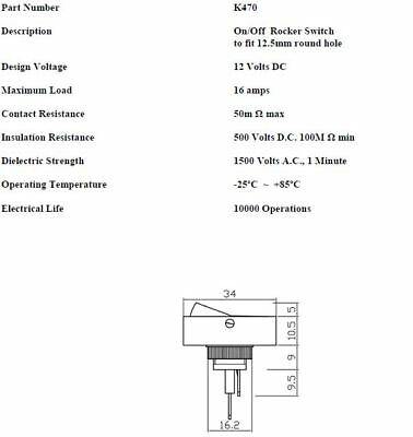 On Off Rocker Switch Rectangle Square 12V 24V Car Lorry Truck Robinson K470 - Mid-Ulster Rotating Electrics Ltd