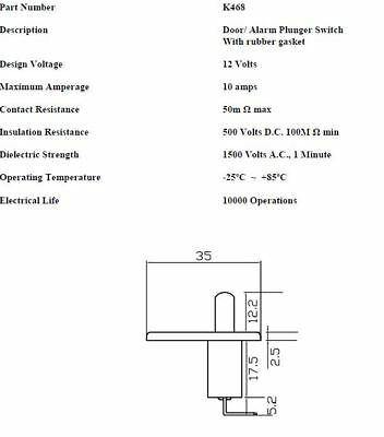 Car Door Bonnet Boot Light Switch Alarm With Rubber Gasket Robinson K468 - Mid-Ulster Rotating Electrics Ltd