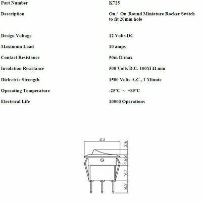 On On Rocker Switch Mini Minature Round 12V Car Dash Robinson K725 - Mid-Ulster Rotating Electrics Ltd