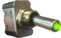 On Off Toggle Switch Flip Flick With Green Led Tip 12V 20A Robinson K894G - Mid-Ulster Rotating Electrics Ltd