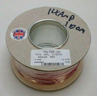 100M Reel 14 Amp Red Single Core Car Automarine 12V 24V Thin Wall Cable Wire - Mid-Ulster Rotating Electrics Ltd