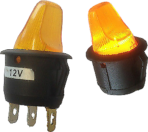 On/Off Rocker Switch Round With Amber Stump 12V Car Dash Robinson K751 - Mid-Ulster Rotating Electrics Ltd