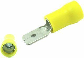 100 X 6.3Mm Yellow Male Spade Terminals Connectors Crimp Car Ctie Uk T3Pom63508 - Mid-Ulster Rotating Electrics Ltd