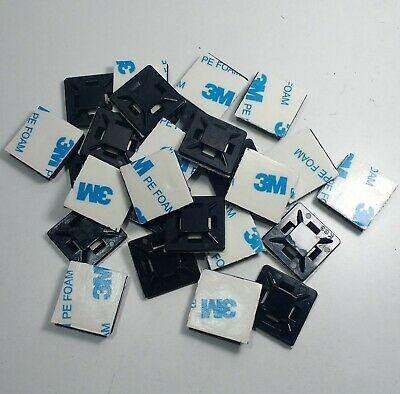 25X Cable Tie Mount Nylon Clips Black Square Wire Cable Tidy Wood Auto Cma1400 - Mid-Ulster Rotating Electrics Ltd