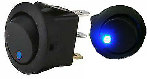 On Off Rocker Switch Round With Blue Led 12V Car Dash Robinson K732 - Mid-Ulster Rotating Electrics Ltd