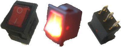 On Off Rocker Switch 12V Mini Red Rectangle Square Robinson K424 - Mid-Ulster Rotating Electrics Ltd