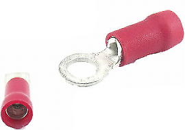 50 X 6.4Mm M6 Red Ring Terminals Insulated Connectors Crimp Ctie Uk T1R6 - Mid-Ulster Rotating Electrics Ltd
