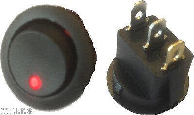 On Off Rocker Switch Round With Red Led 12V Car Dash Robinson K734 - Mid-Ulster Rotating Electrics Ltd