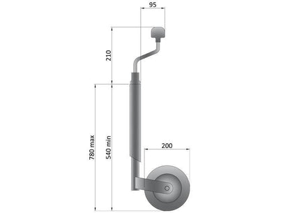 Maypole Telescopic Trailer Jockey Wheel 42mm 150kg Max Static Load For Medium Duty Trailers MP2275 - Mid-Ulster Rotating Electrics Ltd