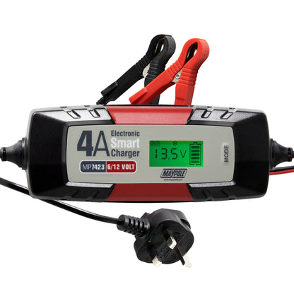 Genuine Maypole 4Amp Electronic Smart Battery Charger With LCD Display 6 volts / 12 Volts MP7423