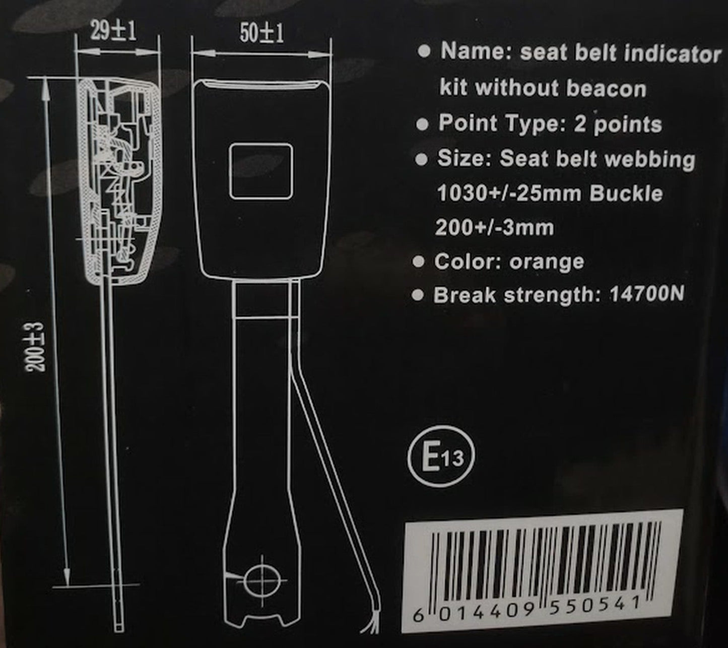 Retractable 3 Point Seat belt Kit with Din Pole Mount Green Led Beacon LG4005 MP40934