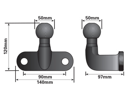 Tow Bar Ball Hitch Heavy Duty Long Reach 50Mm Caravan Eu Approved Maypole MP5005B