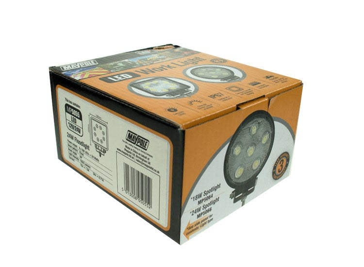 MAYPOLE 12/24V 24W FLOOD LED WORKLAMP DUAL VOLTAGE 1250lm 24W WATERPROOF HIGH INTENSITY MP5055 - Mid-Ulster Rotating Electrics Ltd