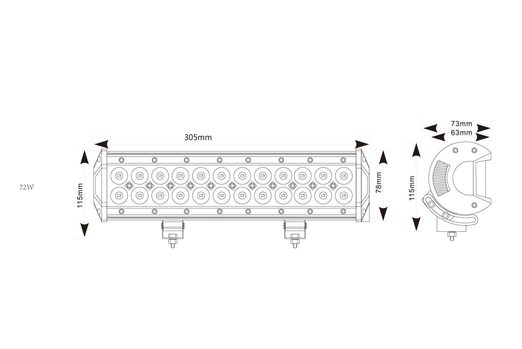 MAYPOLE LED LIGHT BAR 12/24V 72W (24 x 3W) SPOT/FLOOD COMBO IP67 MP5072 - Mid-Ulster Rotating Electrics Ltd