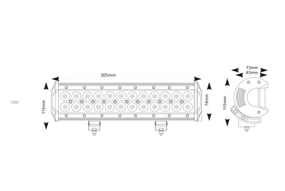 MAYPOLE LED LIGHT BAR 12/24V 72W (24 x 3W) SPOT/FLOOD COMBO IP67 MP5072 - Mid-Ulster Rotating Electrics Ltd