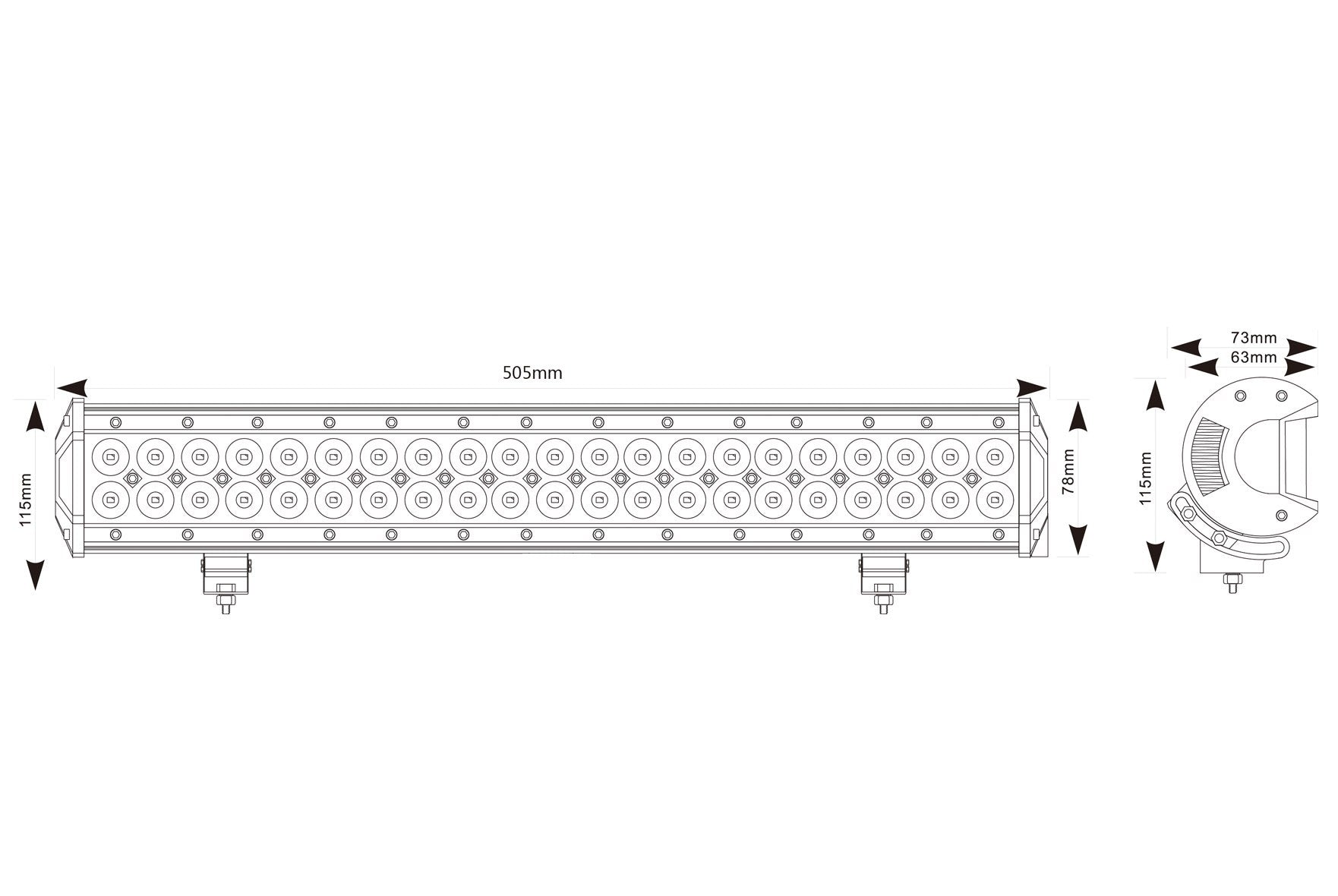 MAYPOLE LED LIGHT BAR 12/24V 126W (42 x 3W) SPOT/FLOOD COMBO IP67 MP5073 - Mid-Ulster Rotating Electrics Ltd