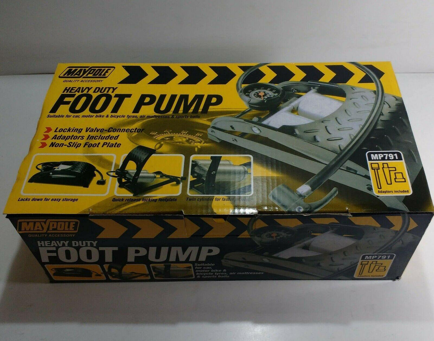 Heavy Duty Double Piston Barrel Foot Pump Bike Football Genuine Maypole Mp791 - Mid-Ulster Rotating Electrics Ltd