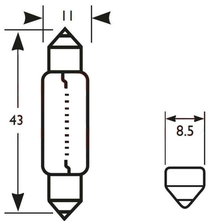 10X Festoon Number License Plate Bulbs S8.5D 24V 10W Wood Auto Blb274 - Mid-Ulster Rotating Electrics Ltd
