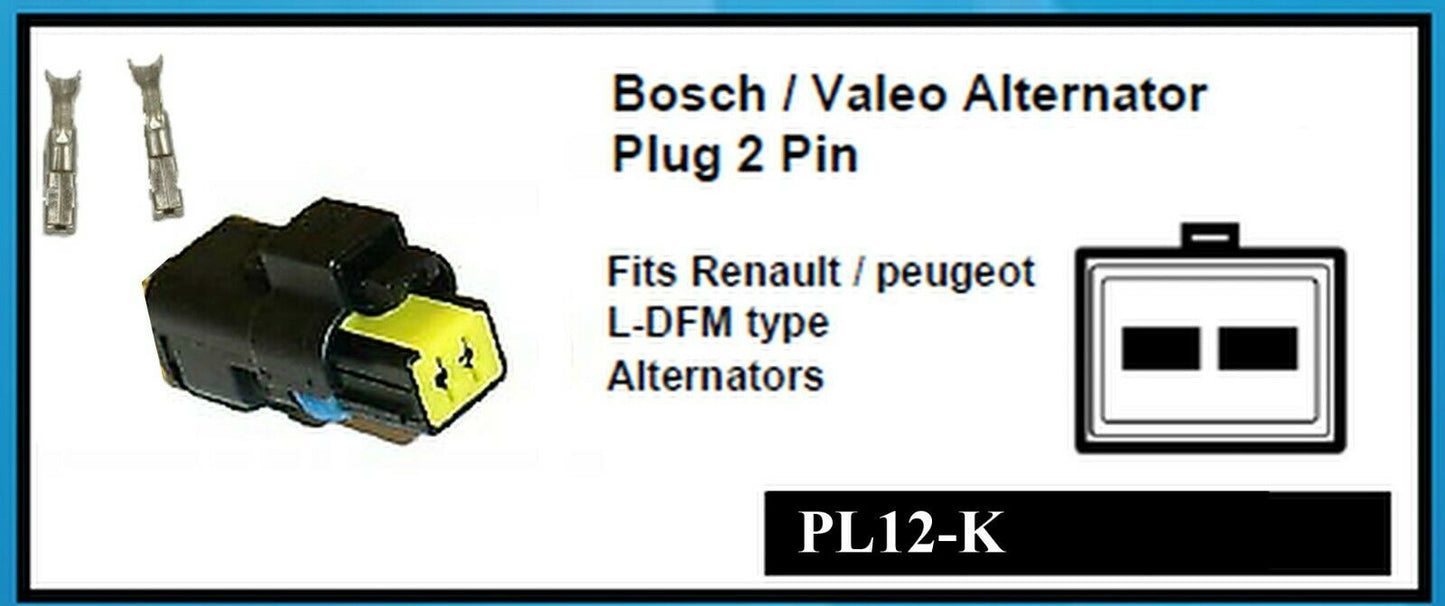 2 Pin Alternator Repair Plug Bosch Valeo Connector Kit With No Wires Mure PL12-K