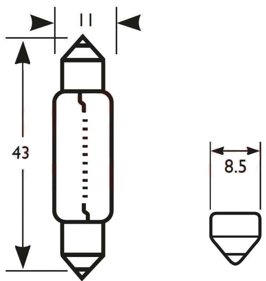 10X Festoon Number License Plate Bulbs S8.5D 12V 10W Wood Auto Blb265 - Mid-Ulster Rotating Electrics Ltd