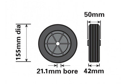 Jockey Wheel Replacement Black Plastic Fits Mp437 155Mm Maypole Genuine Mp226 - Mid-Ulster Rotating Electrics Ltd