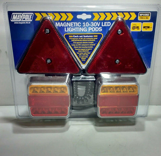 Magnetic Led Stop Tail Indicator Number Plate Lamp Set 10V - 30V Maypole Mp44862 - Mid-Ulster Rotating Electrics Ltd