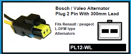 2 Pin Alternator Repair Plug Bosch Valeo Connector 300Mm W/Lead Mure Pl12-Wl - Mid-Ulster Rotating Electrics Ltd