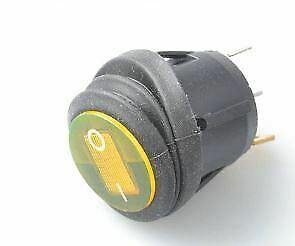 On/Off Rocker Switch Yellow Round Waterproof 12V Amber Mure Sw.Wtr.1Yellow - Mid-Ulster Rotating Electrics Ltd