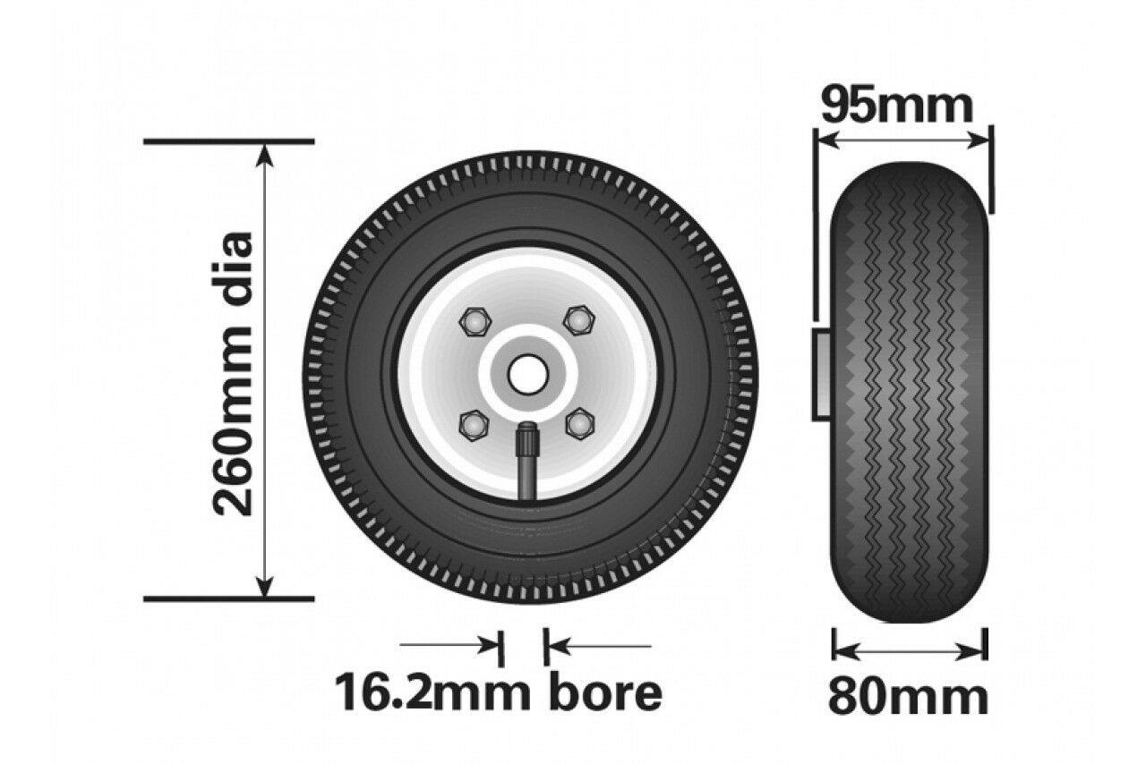 Rubber Steel Spare Wheel For Sack Trucks 260Mm Pneumatic Genuine Maypole Mp426 - Mid-Ulster Rotating Electrics Ltd