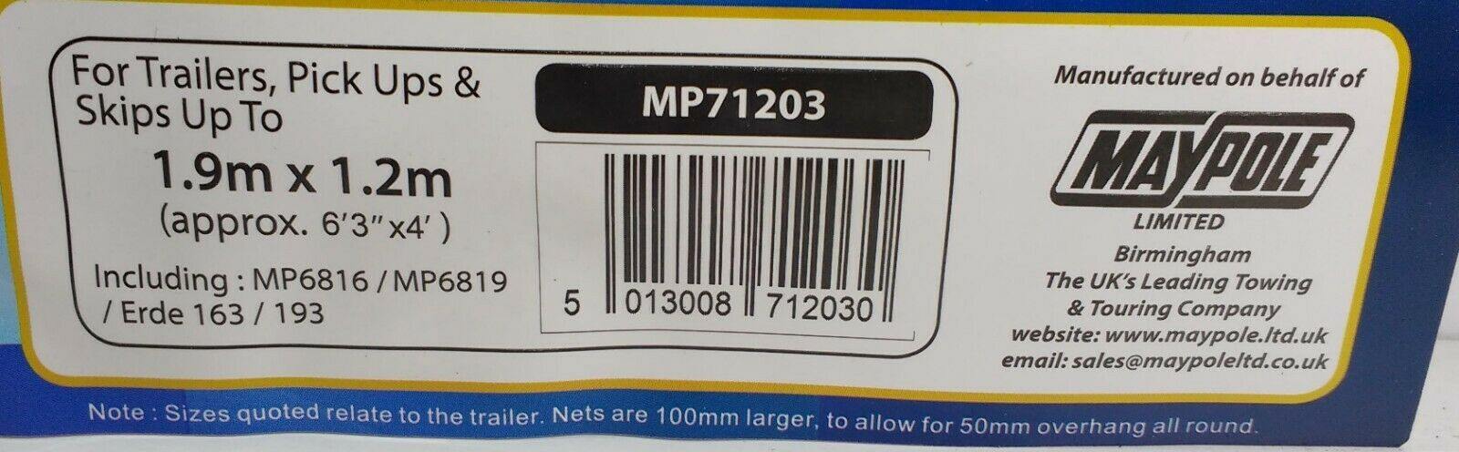 Heavy Duty Trailer Cargo Net Cover To Fit Erde Trailers Genuine Maypole Mp71203 - Mid-Ulster Rotating Electrics Ltd